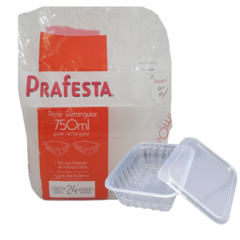 PRAFESTA - POTE 0750ML RETANGULAR C/TAMPA (8316) - PT.024UN