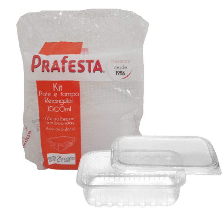 PRAFESTA - POTE 1000ML RETANGULAR C/TAMPA (8321) - PT.024UN