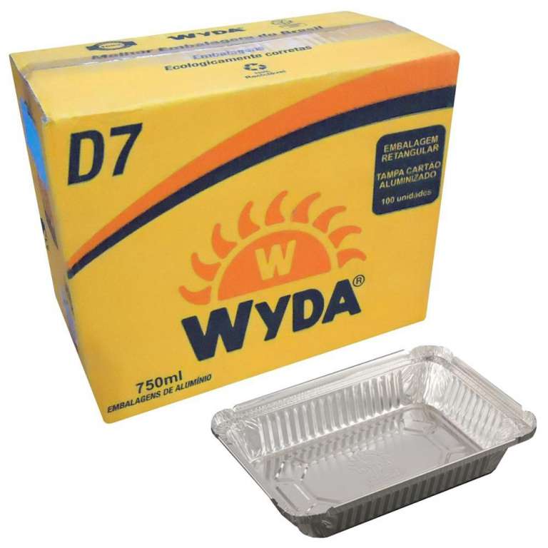 WYDA - BANDEJA ALUMINIO D7 750 ML (206X138X42) - CX.100UN